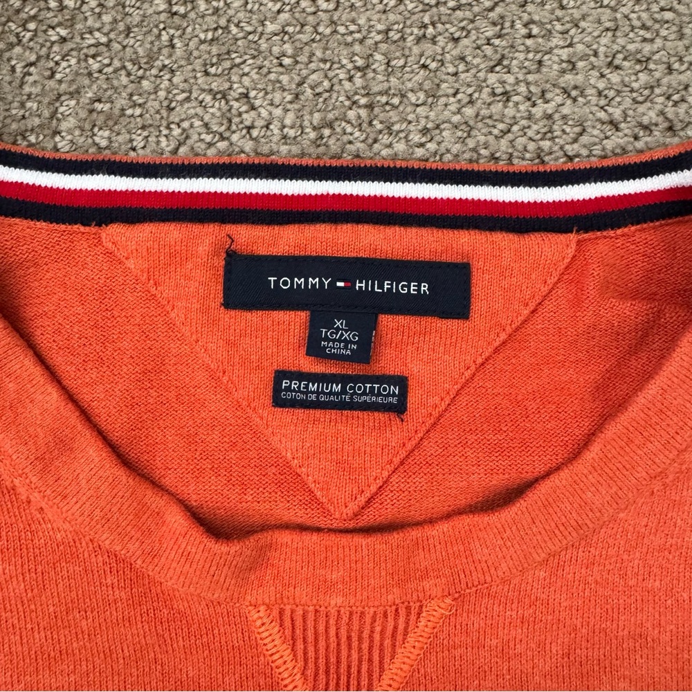 Tommy Hilfiger Orange Cotton Sweater. Size XL
